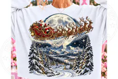 Santa Sleigh Christmas Night PNG | Moonlit Reindeer Winter Product Image 2