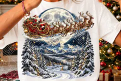 Santa Sleigh Christmas Night PNG | Moonlit Reindeer Winter Product Image 3