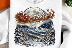 Santa Sleigh Christmas Night PNG | Moonlit Reindeer Winter Product Image 4