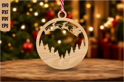 Santa Sleigh Christmas Ornament Laser Cut Product Image 1