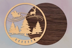 Santa Sleigh Christmas Round Sign SVG Product Image 2