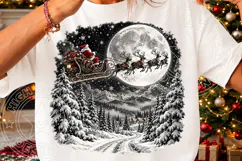 Santa Sleigh Moon Christmas PNG | Vintage Winter Wonderland Product Image 3