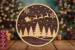 Santa Sleigh Round Sign SVG Product Image 1