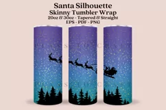 santa sleigh silhouette skinny tumbler sublimation wrap with high resolution 300 DPI and transparant background for 20oz and 30oz skinny tumbler