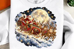Santa Sleigh Under the Full Moon PNG | Magical Christmas Rei Product Image 4
