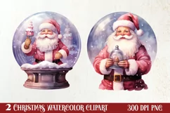 Santa Claus In Snow Globe Clipart Sublimation, Christmas SVG Product Image 1