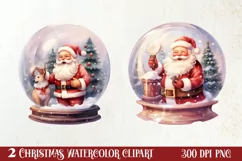 Santa Claus In Snow Globe Clipart Sublimation, Christmas SVG Product Image 1