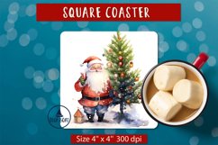 Santa square coaster  Santa wine Christmas square coasters 