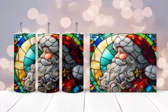 Santa Stained Glass Tumbler Wrap Sublimation | Christmas PNG Product Image 3