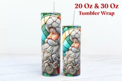 Santa Stained Glass Tumbler Wrap Sublimation | Christmas PNG Product Image 2