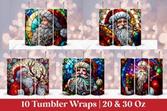 Santa Stained Glass Tumbler Wrap Sublimation Pack Product Image 5