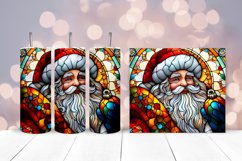 Santa Stained Glass Tumbler Wrap Sublimation | Christmas PNG Product Image 2