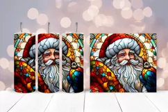 Santa Stained Glass Tumbler Wrap Sublimation | Christmas PNG Product Image 2