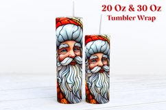 Santa Stained Glass Tumbler Wrap Sublimation | Christmas PNG Product Image 3