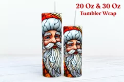Santa Stained Glass Tumbler Wrap Sublimation | Christmas PNG Product Image 3
