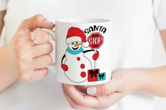 Funny Snowman with STOP Sign SVG | Santa Please Stop Here Product Image 2