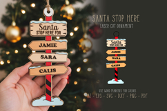 Santa Stop Here Family Christmas Sign Laser Cut Ornament SVG Product Image 1