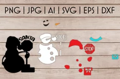 Funny Snowman with STOP Sign SVG | Santa Please Stop Here Product Image 3