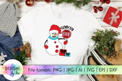 Funny Snowman with STOP Sign SVG | Santa Please Stop Here Product Image 1