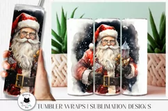 christmas tumbler design with santa illustration