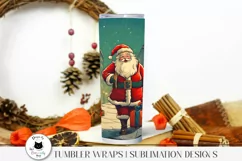 christmas wrap with santa shown on a tumbler
