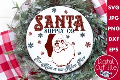Santa Supply Company Christmas Round Sign Svg Product Image 1
