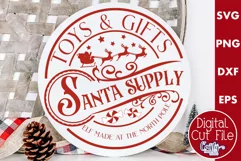 Christmas Round Sign Svg, Santa Supply Co Door Hanger Product Image 1