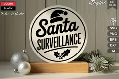 Santa Surveillance SVG | Christmas Round Sign SVG | Xmas SVG Product Image 3