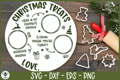 Christmas Treats cut file design being shown on a round white tray