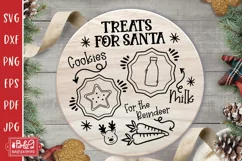 Treats for Santa Christmas Tray - Circle Santa Tray SVG Product Image 1