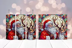 Santa Stained Glass Tumbler Wrap Sublimation | Christmas PNG Product Image 2