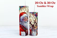 Santa Stained Glass Tumbler Wrap Sublimation | Christmas PNG Product Image 3