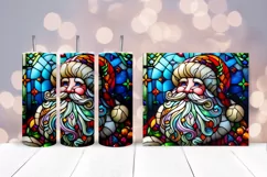 Santa Stained Glass Tumbler Wrap Sublimation | Christmas PNG Product Image 2