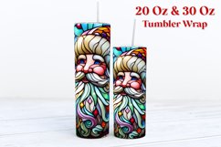 Santa Stained Glass Tumbler Wrap Sublimation | Christmas PNG Product Image 3