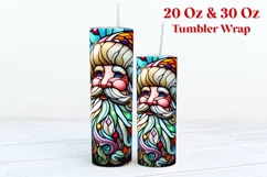 Santa Stained Glass Tumbler Wrap Sublimation | Christmas PNG Product Image 3