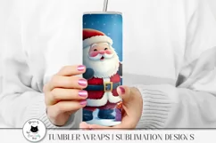 woman holding a tumbler with cute santa design