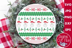 Santa Claus Ugly Christmas Sweater Round Sign Svg Product Image 1