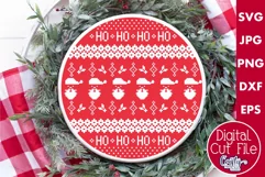 Santa Claus Single Color Ugly Christmas Sweater Round Svg Product Image 1