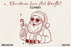 Santa Claus SVG PNG EPS, Vintage Red Line Christmas clipart. Product Image 1