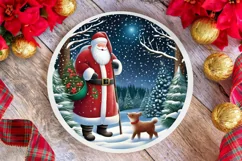 Santa with Puppy Ornament PNG Product Image 1