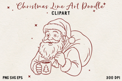Santa Claus SVG PNG EPS, Vintage Red Line Christmas clipart. Product Image 1
