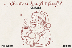 Santa Claus SVG PNG EPS, Vintage Red Line Christmas clipart. Product Image 1
