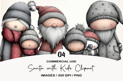 Santa with Kids Clipart Sublimation Product Image 1