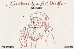 Santa Claus SVG PNG EPS, Vintage Red Line Christmas clipart. Product Image 1
