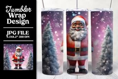 3D Black Santa Claus Tumbler Wrap Christmas Sublimation Product Image 1