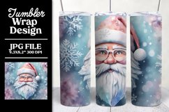 3D Santa Sublimation Tumbler Wrap Christmas Watercolor Product Image 1