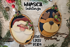 Santa and Rudy Frame Ornament Duo Laser SVG Product Image 1