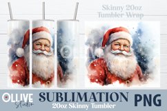 Watercolor Santa Christmas 20oz Tumbler Wrap PNG Product Image 1