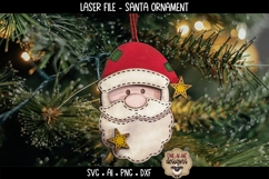 Santa Claus Face Ornament Laser Ready SVG |Holiday Laser SVG Product Image 2