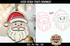 Santa Claus Ornament Laser Ready SVG |Holiday Laser SVG Product Image 2
